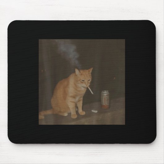 Wizard Sigaret Kitten Grappig Roken Kat Meme BH Muismat (Voorkant)