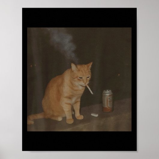 Wizard Sigaret Kitten Grappig Roken Kat Meme BH Poster (Voorkant)