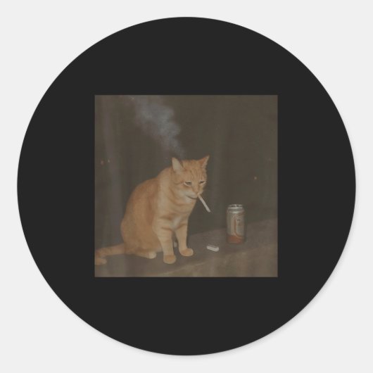 Wizard Sigaret Kitten Grappig Roken Kat Meme BH Ronde Sticker (Voorkant)