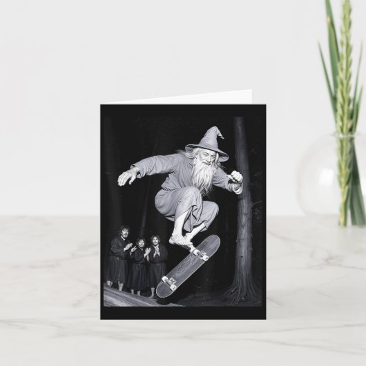 Wizard Skateboarden Funny Meme Skater Halloween G Kaart (Voorkant)