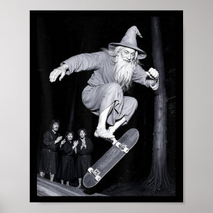 Wizard Skateboarden Funny Meme Skater Halloween G Poster