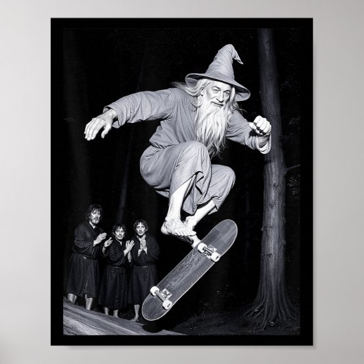 Wizard Skateboarden Funny Meme Skater Halloween G Poster (Voorkant)