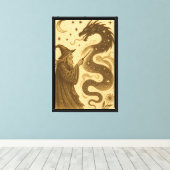 Wizard Summoning Dragon Canvas Afdruk (Insitu (Houten vloer))