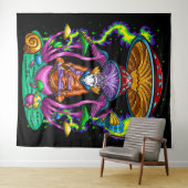 wizard Trippy Psychedelic Mushroom Wandkleed (In Situ (horizontaal))