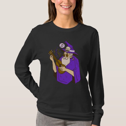 wizard ukulele witch music playing guitar t-shirt (Voorkant)