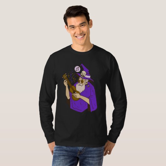 wizard ukulele witch music playing guitar t-shirt (Voorkant volledig)
