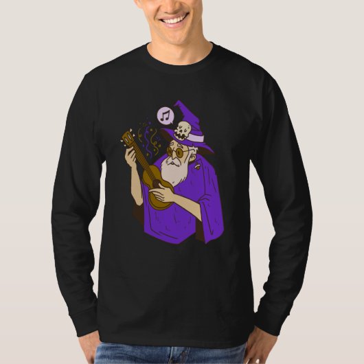 wizard ukulele witch music playing guitar t-shirt (Voorkant)
