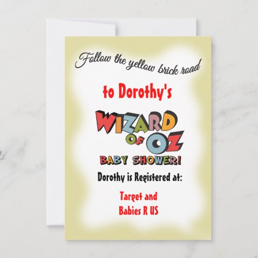 wizard van Oz Baby Shower-uitnodigingen Kaart (Achterkant)