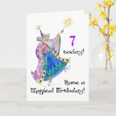 'Wizard' Verjaardag Kaart voor een 7-jarige (Gele Bloem)