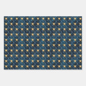Wizard Wand Celestial Sun Moon Blue Background Inpakpapier Vel (Voorkant)