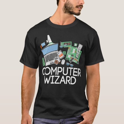 Wizard Werktuigbouwkunde Studentencomputer T-shirt (Voorkant)