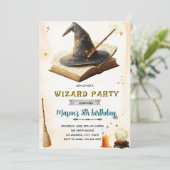 Wizard witch birthday party invitation kaart (Staand voorkant)
