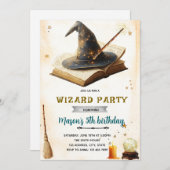 Wizard witch birthday party invitation kaart (Voorkant / Achterkant)