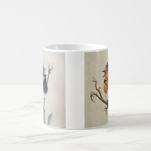 Wizard Wren en Fantasy Robin - vogelMok Koffiemok (Center)