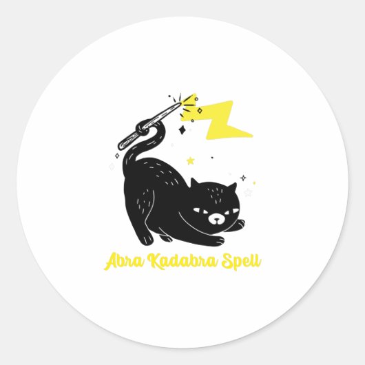 Wizard zwarte kat - Abra Kadabra Spell Ronde Sticker (Voorkant)