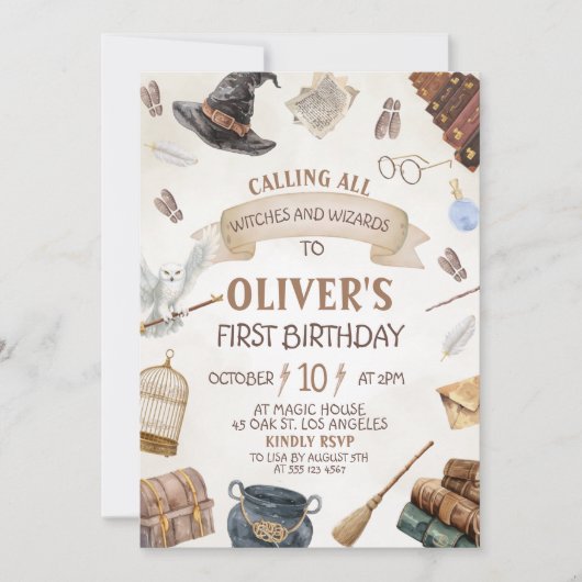 Wizards Birthday Invitation Kaart (Voorkant)