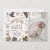 Wizards Birthday Photo Invitation Kaart (Voorkant)