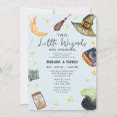 Wizards Brewing Twin Boys Halloween Baby shower Kaart (Voorkant)