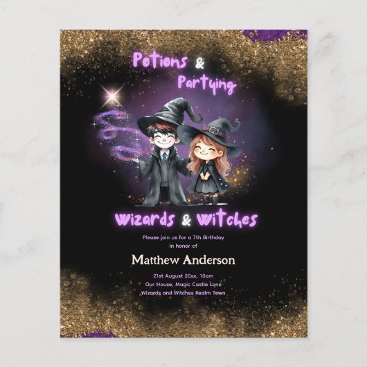 Wizards en heksen zoon's dochters verjaardag magie (Voorkant)