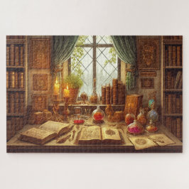 Wizard's Library Mystical Study Fantasy Legpuzzel