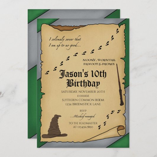 Wizarduitnodiging Kaart (Voorkant / Achterkant)