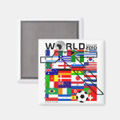 WK 2010 Alle Team Vlaggen Vierkante Magneet (Voorkant / Achterkant)
