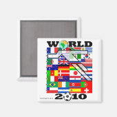 WK 2010 Wereldbol Football vierkante magneet (Voorkant / Achterkant)