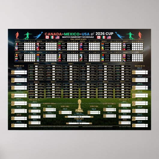 WK Voetbal 2026 Wedstrijdschema Poster (Voorkant)