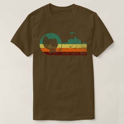 WKRP Turkije Drop  Retro Stijl T-shirt (Design voorkant)