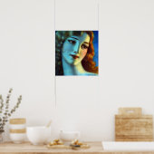 Władysław T. Benda Head of Girl met Long Blonde Poster (Keuken)