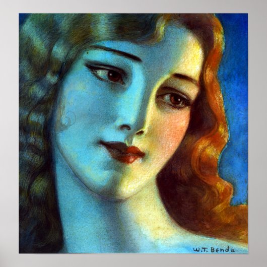 Władysław T. Benda Head of Girl met Long Blonde Poster (Voorkant)