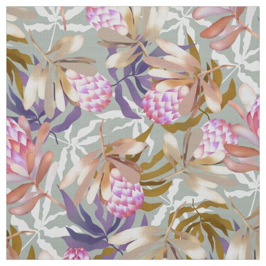 Wlid Flowers Protea Gray Stof (Swatch)