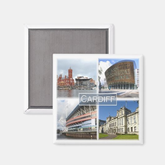 WLS003 CARDIFF, Wales, Fridge Magneet (Voorkant / Achterkant)