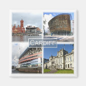 WLS003 CARDIFF, Wales, Fridge Magneet (Voorkant)