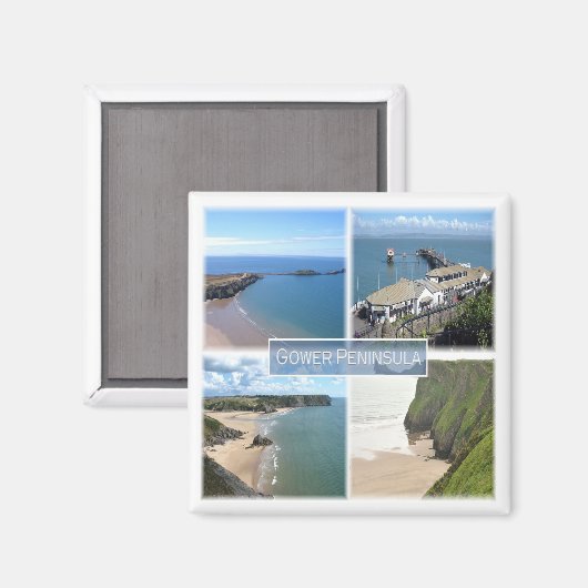 WLS004 GOWER Peninsula Mumbles, Wales, Fridge Magneet (Voorkant / Achterkant)
