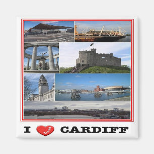 WLS021 CARDIFF I LOVE, Wales, Europa, Koelkast Magneet