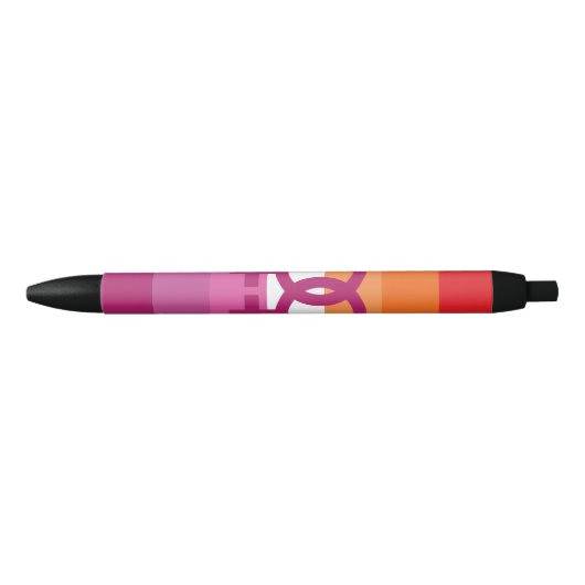 WLW Lesbian Pride Flag Zwarte Inkt Pen (Voorkant)