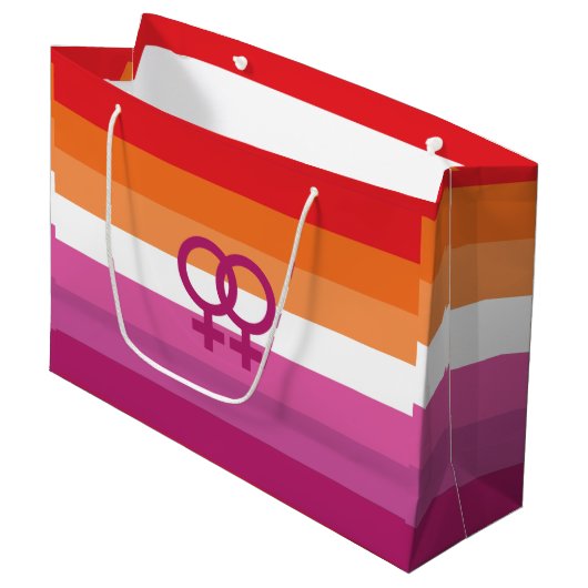 WLW Lesbische Pride-vlag Groot Cadeauzakje (Voorkant Gekanteld)