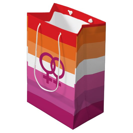 WLW Lesbische Pride-vlag Medium Cadeauzakje (Voorkant Gekanteld)