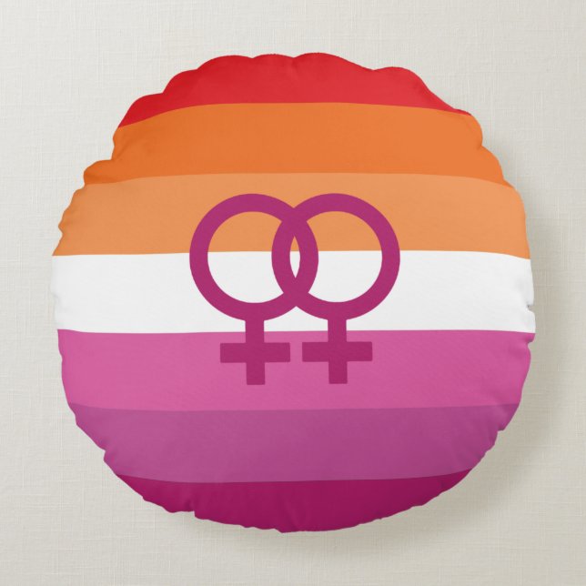 WLW Lesbische Pride-vlag Rond Kussen (Voorkant)