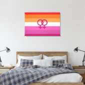 WLW Lesbische Pride-vlag (Zonsondergang) Canvas Afdruk (Insitu (Slaapkamer))
