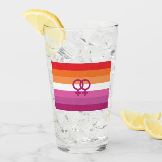 WLW Lesbische Pride-vlag (Zonsondergang) Glas (Voorkant ijs)