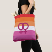 WLW Lesbische Pride-vlag (Zonsondergang) Tote Bag (Dichtbij)