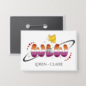 WLW Zonsondergang Lesbische Vlag Vlinder Knop Button (Voorkant / Achterkant)
