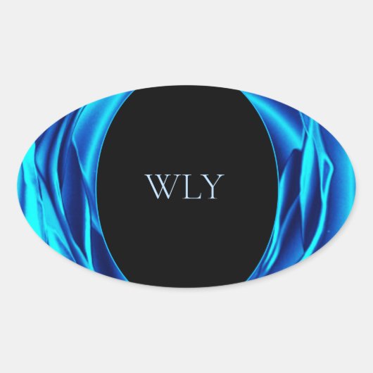 WLY-sticker – Metallic blauwe roosontwerp Ovale Sticker (Voorkant)