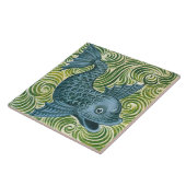 Wm De Morgan Blue Dolphin Tile (naar rechts gerich Tegeltje (Zijkant)