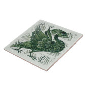 Wm De Morgan Green Bird Arts & Crafts Tile (links) Tegeltje (Zijkant)