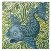 Wm De Morgan links naar Blue Dolphin Tile Repro Tegeltje (Voorkant)