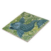 Wm De Morgan links naar Blue Dolphin Tile Repro Tegeltje (Zijkant)