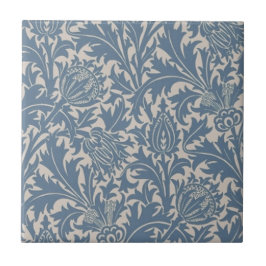Wm Morris Arts & Crafts Blue Thistle Repro Tile Tegeltje